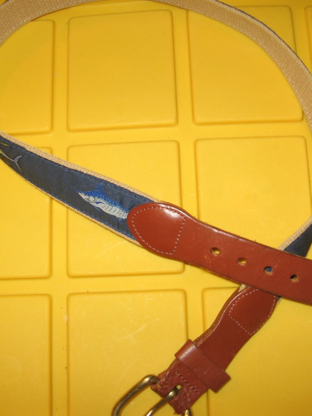 Web & Leather 1.25" Belt w/ Saltwater Game Fish 28" Brass Hardware